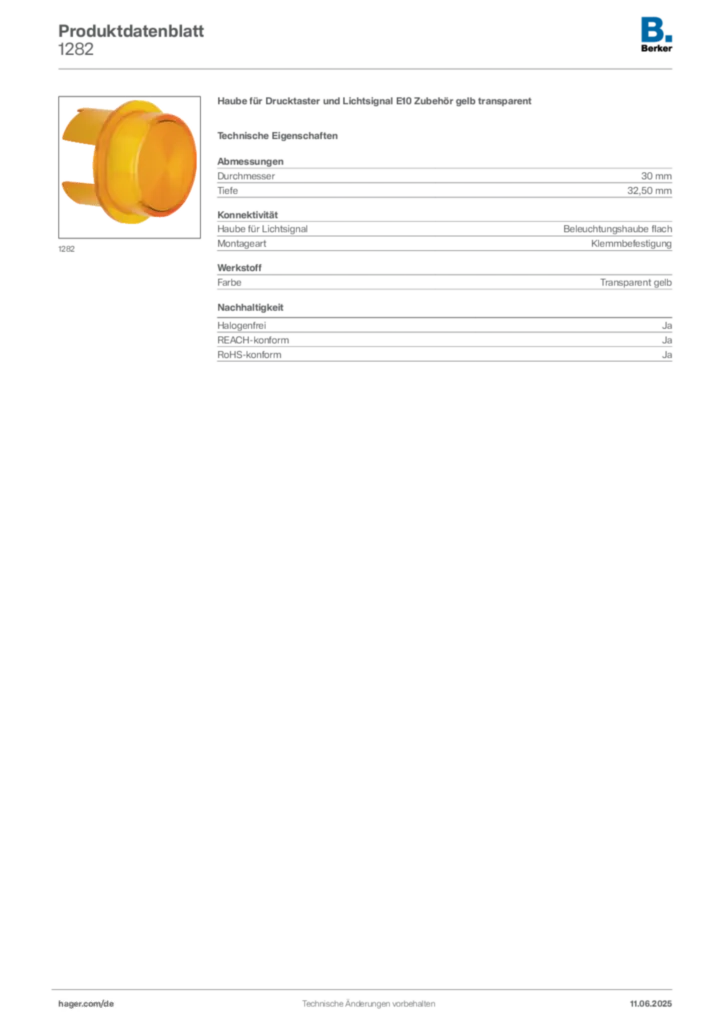 Bild Berker Produktdatenblatt 1282 | Hager Deutschland