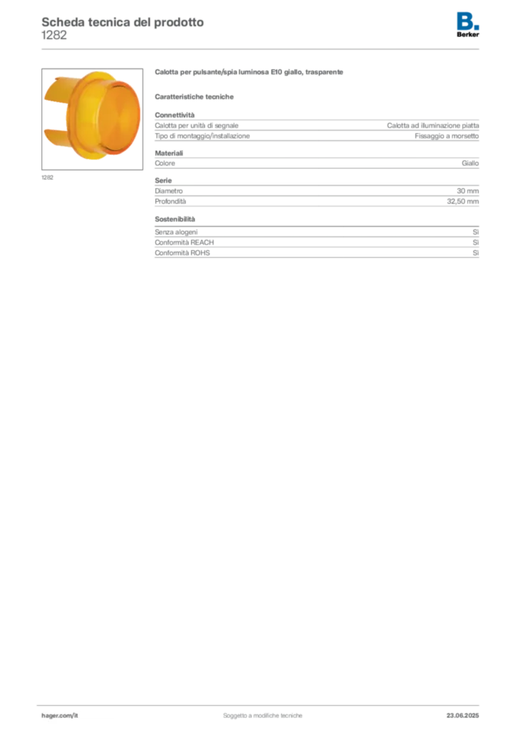 Immagine Berker Scheda tecnica del prodotto 1282 | Hager Italia