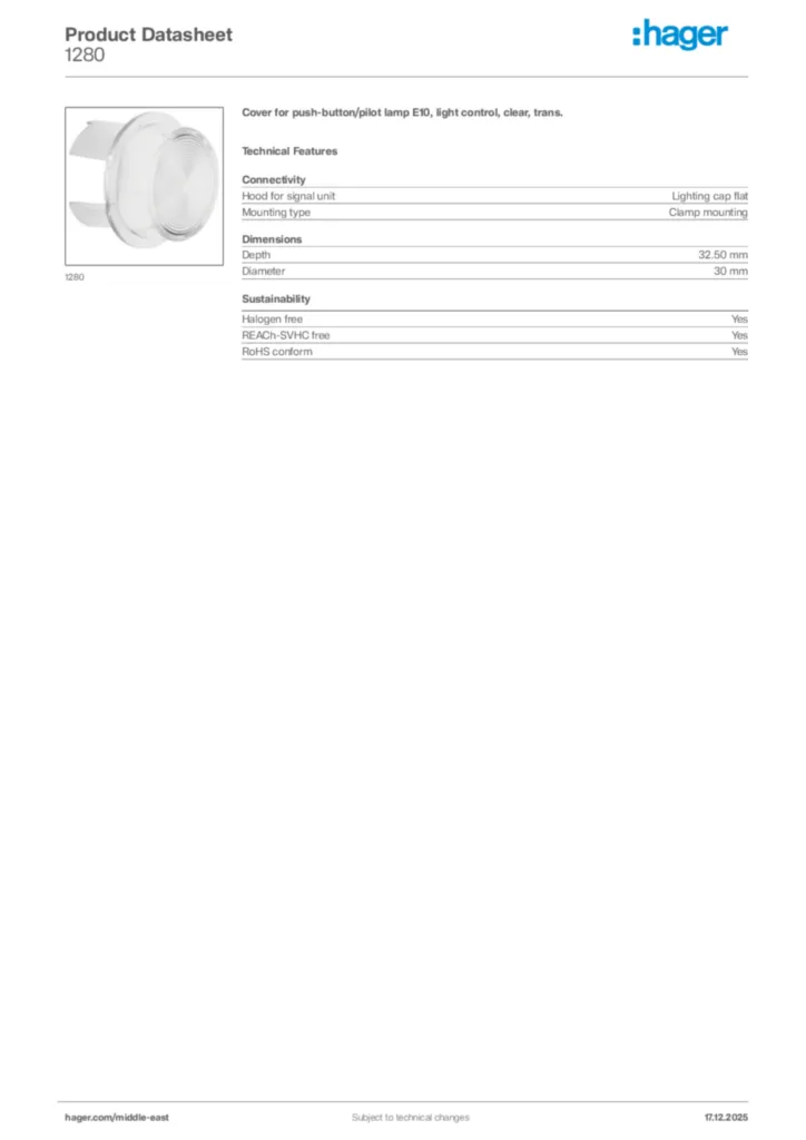 Image Hager Product data sheet 1280  | Hager