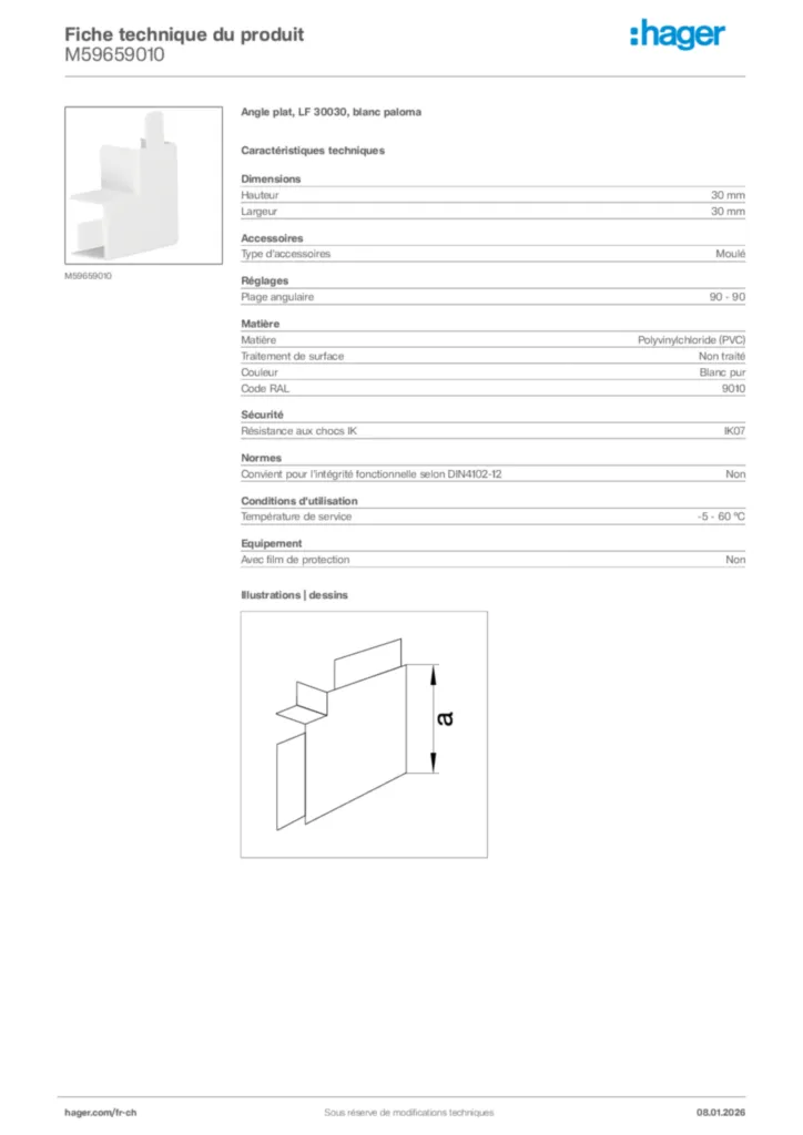 Image Hager Fiche technique du produit M59659010 | Hager Suisse