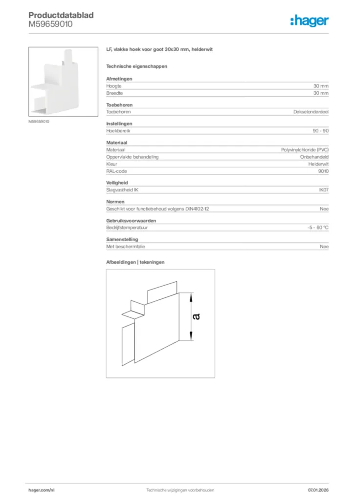 Afbeelding Hager Productdatablad M59659010 | Hager Nederland