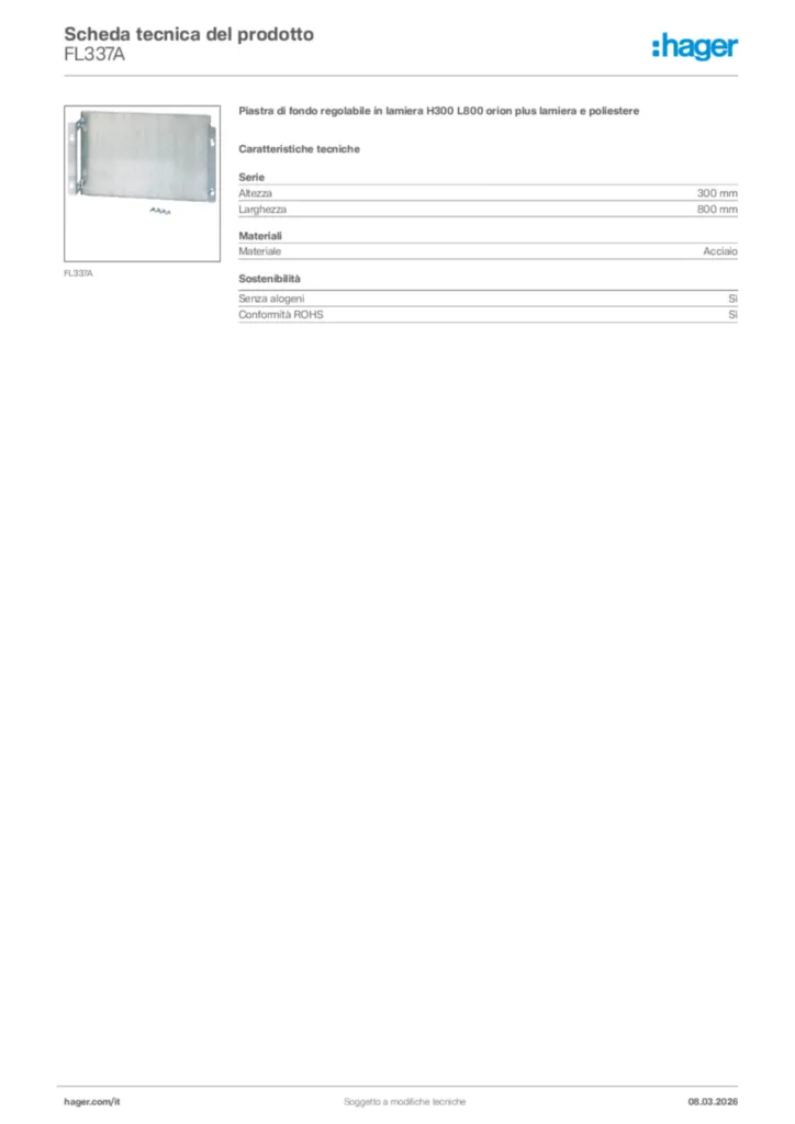 Immagine Hager Scheda tecnica del prodotto FL337A | Hager Italia