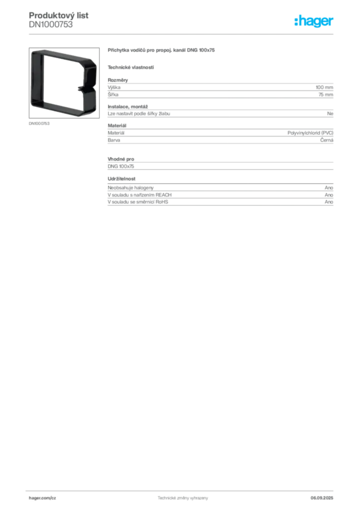 Obrázek Hager Produktový list DN1000753 | Hager