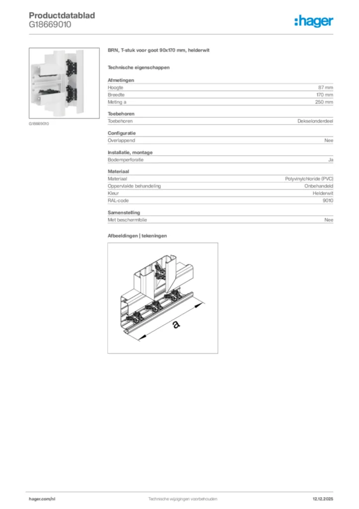 Afbeelding Hager Productdatablad G18669010 | Hager Nederland