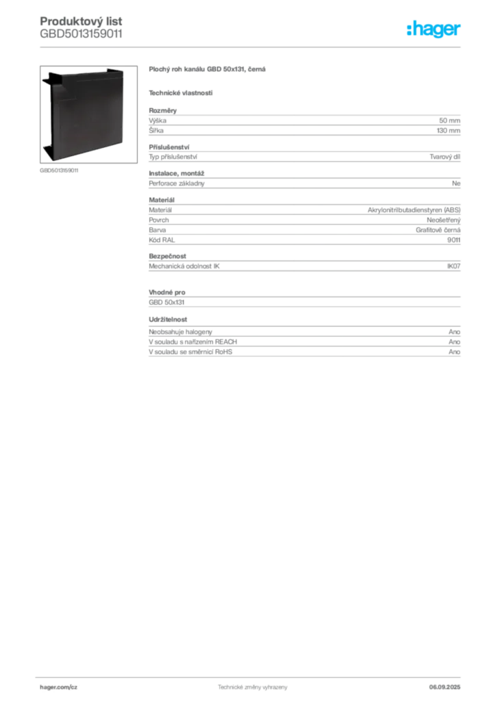 Obrázek Hager Produktový list GBD5013159011 | Hager