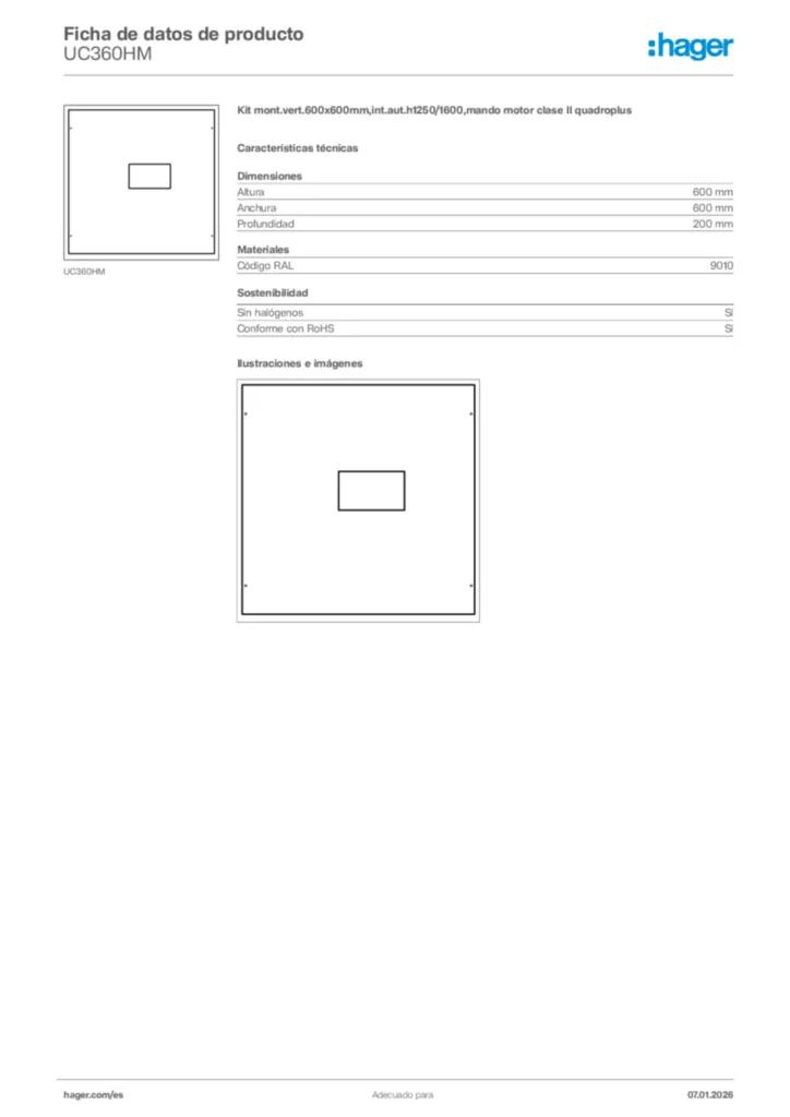 Imagen Hager Ficha de datos de producto UC360HM | Hager España