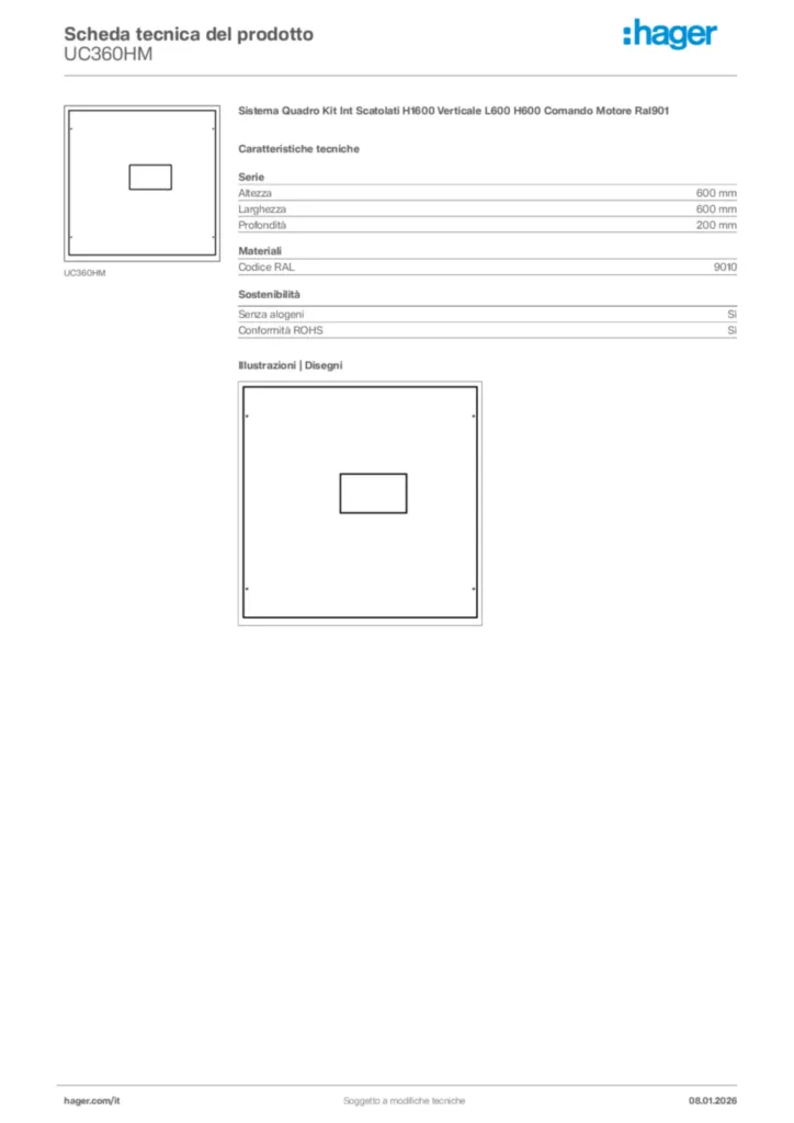 Immagine Hager Scheda tecnica del prodotto UC360HM | Hager Italia