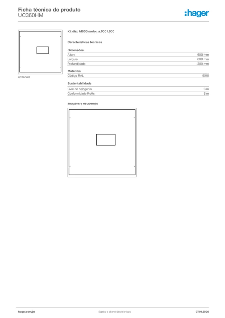 Imagem Hager Ficha técnica do produto UC360HM | Hager Portugal