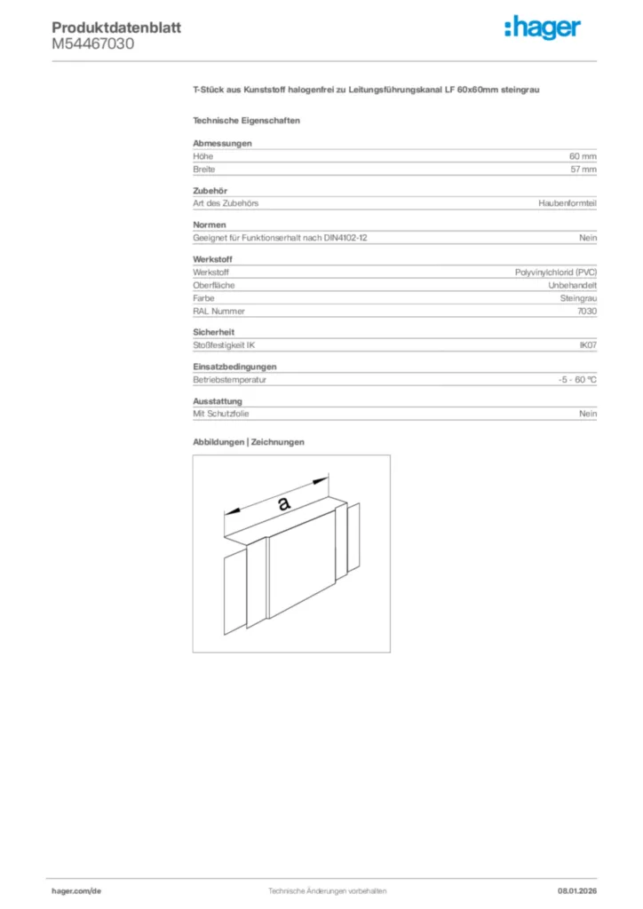 Bild Hager Produktdatenblatt M54467030 | Hager Deutschland