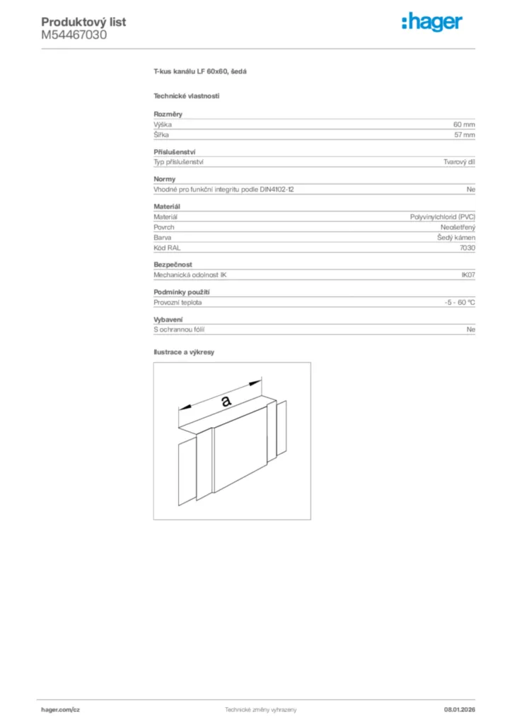 Obrázek Hager Product data sheet M54467030 | Hager