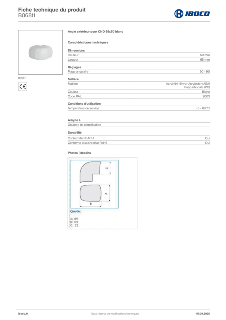Image Iboco Fiche technique du produit B06811 | Hager France