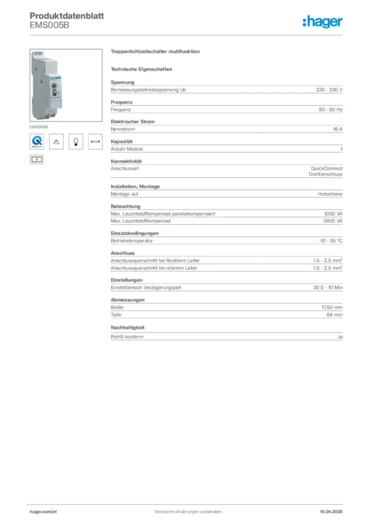 Bild Hager Produktdatenblatt EMS005B | Hager Deutschland