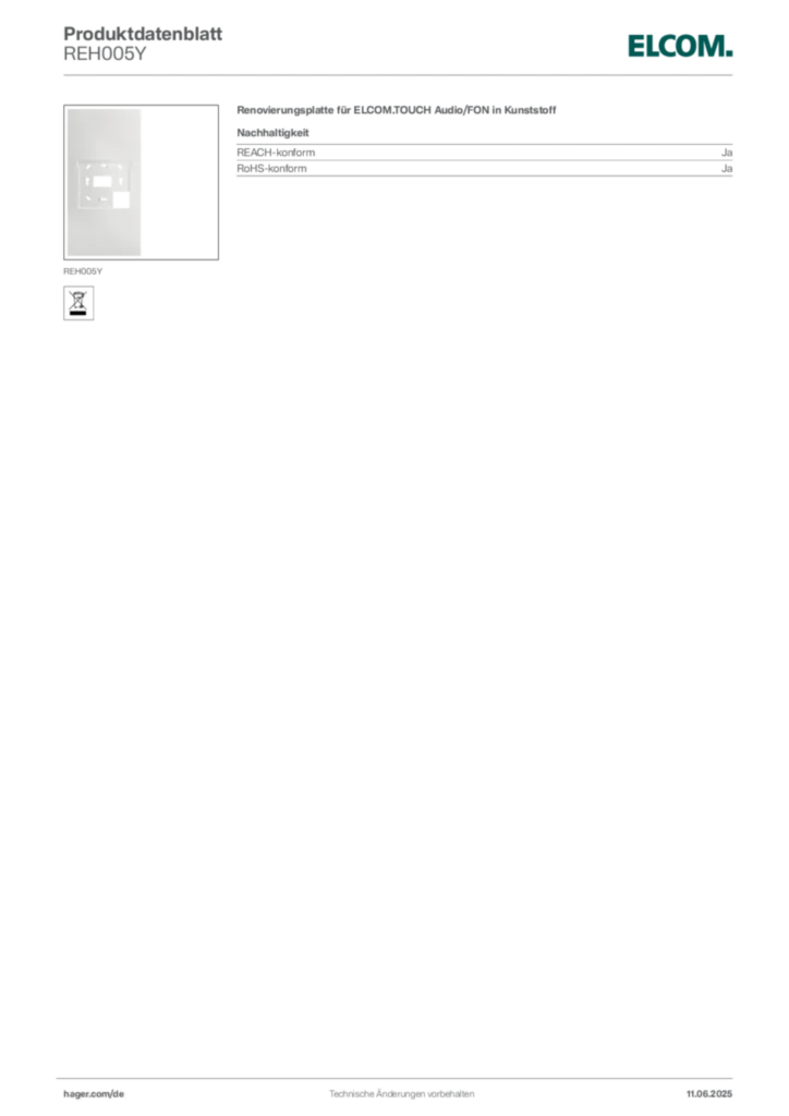 Elcom Produktdatenblatt REH005Y