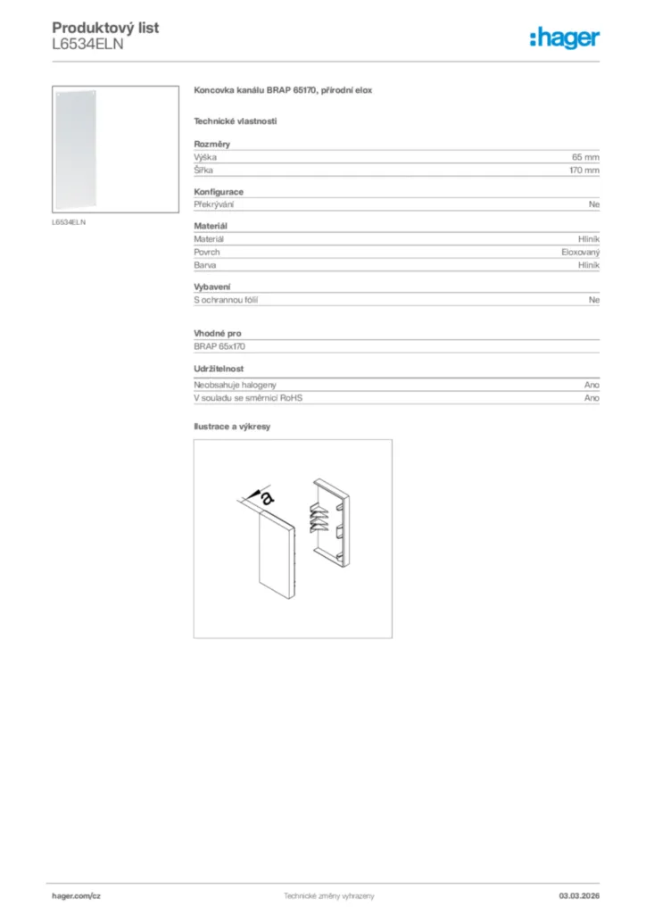 Obrázek Hager Product data sheet L6534ELN | Hager