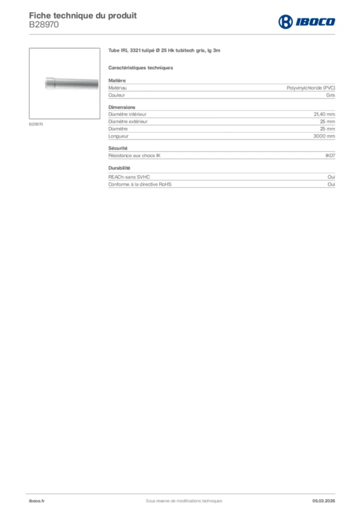 Image Iboco Fiche technique du produit B28970 | Hager France