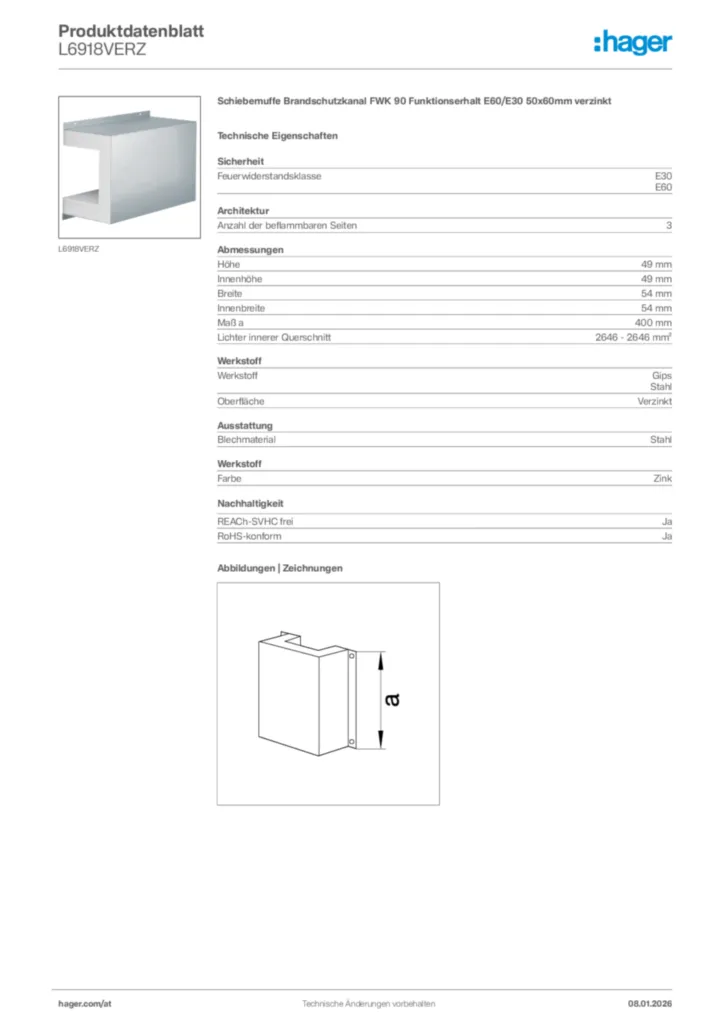 Bild Hager Produktdatenblatt L6918VERZ | Hager Deutschland