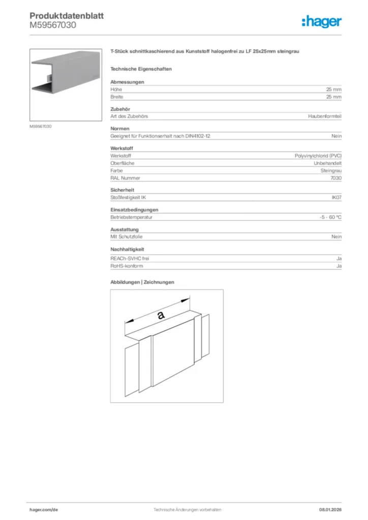 Bild Hager Produktdatenblatt M59567030 | Hager Deutschland