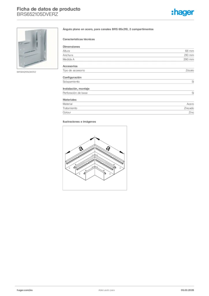Imagen Hager Ficha de datos de producto BRS652105DVERZ | Hager España