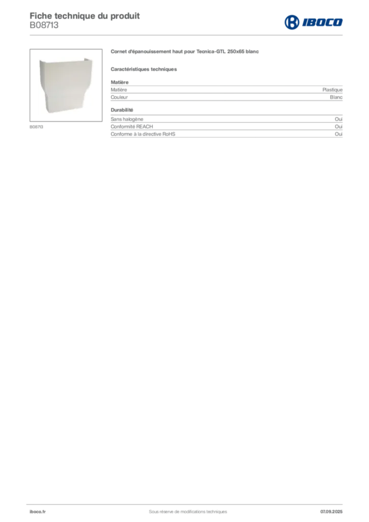 Image Iboco Fiche technique du produit B08713 | Hager France