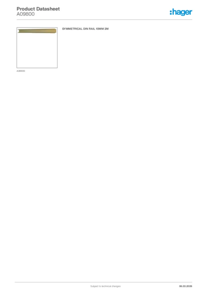 Image Hager Product data sheet A09800  | Hager Africa
