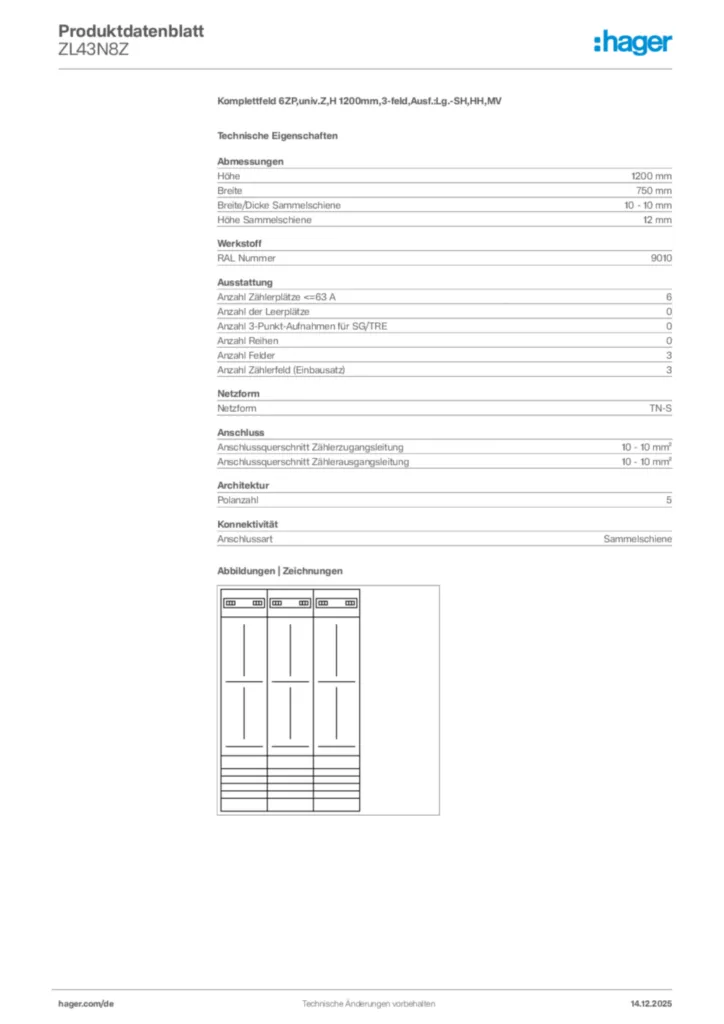 Bild Hager Produktdatenblatt ZL43N8Z | Hager Deutschland