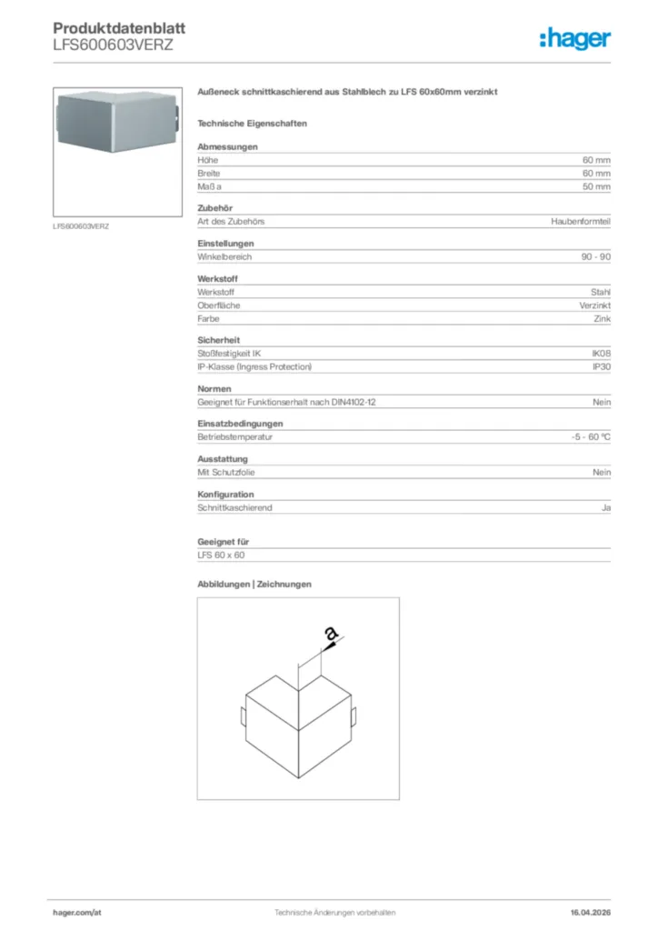 Bild Hager Produktdatenblatt LFS600603VERZ | Hager Deutschland