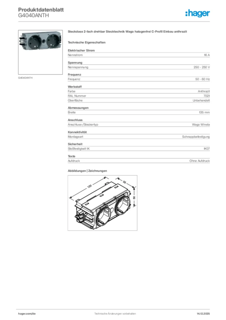 Bild Hager Produktdatenblatt G4040ANTH | Hager Deutschland