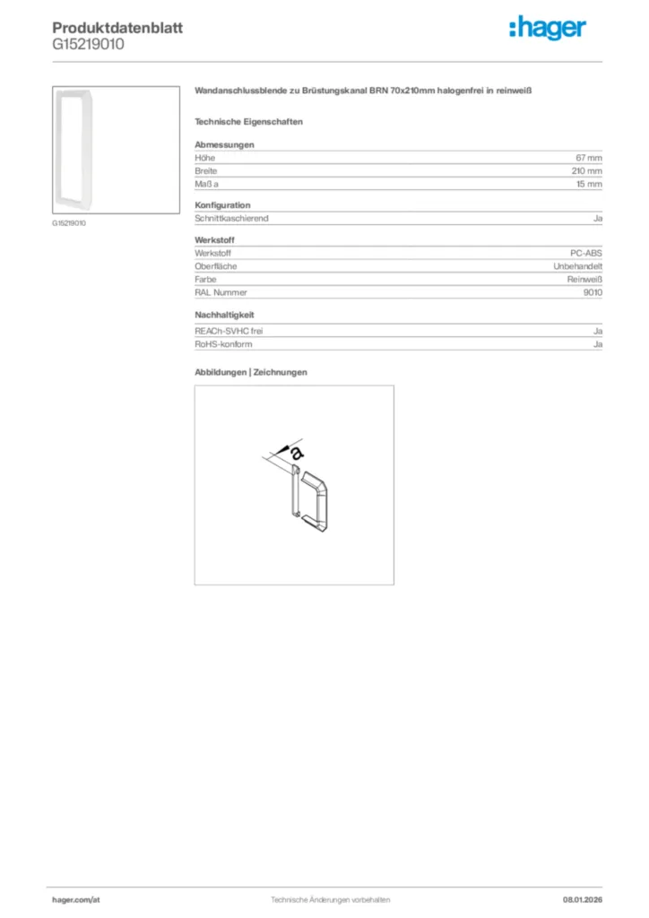 Bild Hager Produktdatenblatt G15219010 | Hager Deutschland