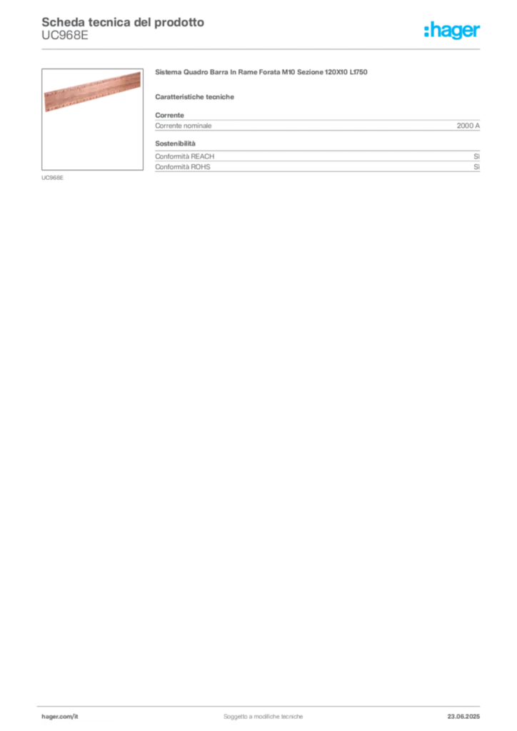 Immagine Hager Scheda tecnica del prodotto UC968E | Hager Italia