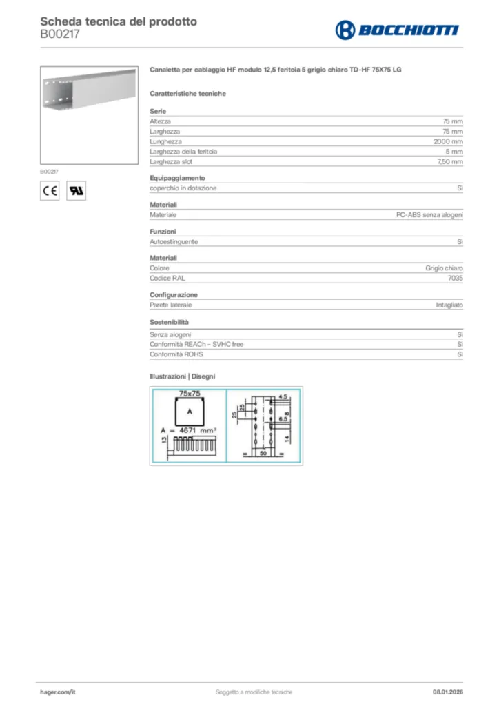 Immagine Bocchiotti Scheda tecnica del prodotto B00217 | Hager Italia