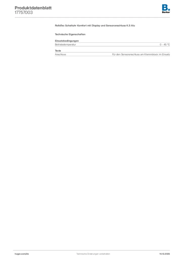 Bild Berker Produktdatenblatt 17757003 | Hager Deutschland