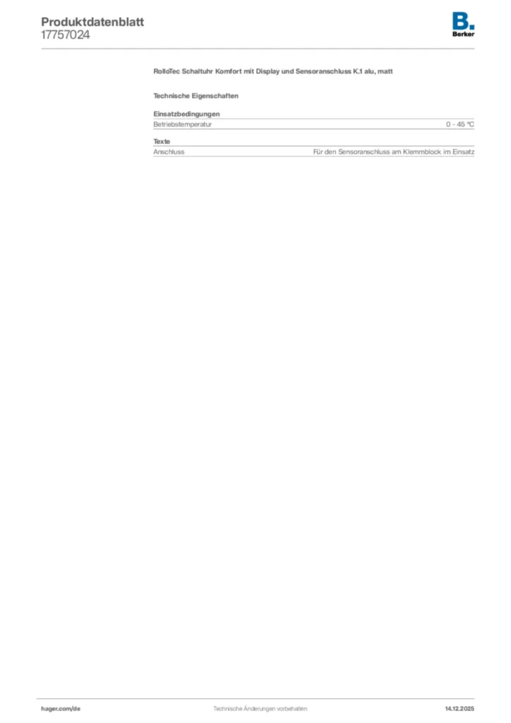 Bild Berker Produktdatenblatt 17757024 | Hager Deutschland