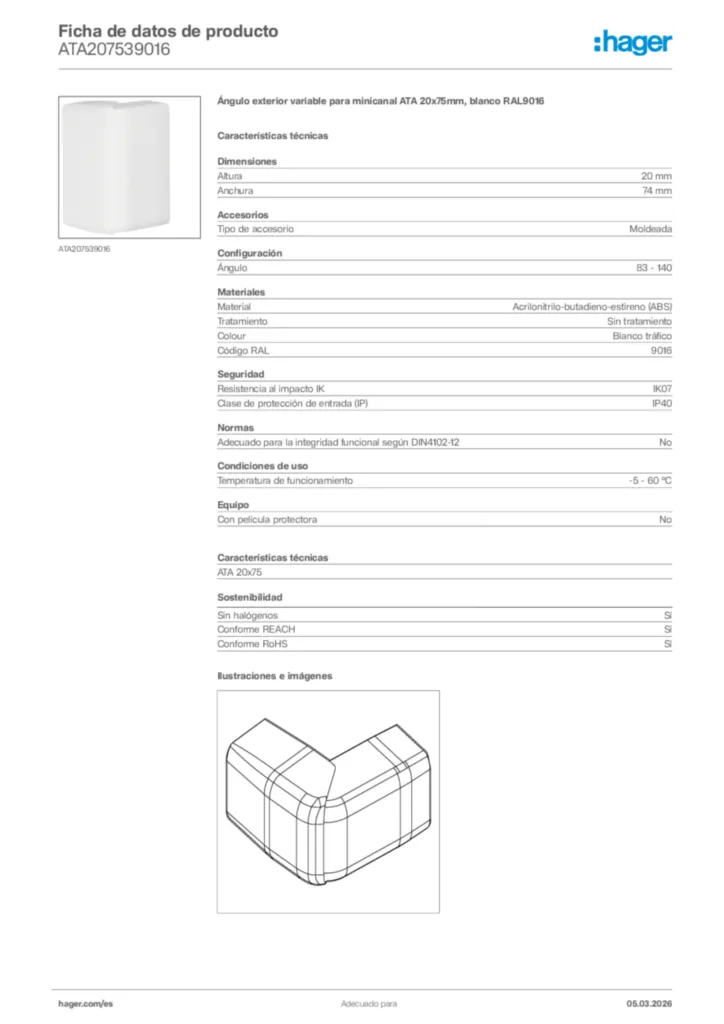 Imagen Hager Ficha de datos de producto ATA207539016 | Hager España