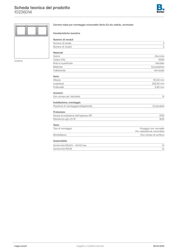 Immagine Berker Scheda tecnica del prodotto 10236014 | Hager Italia