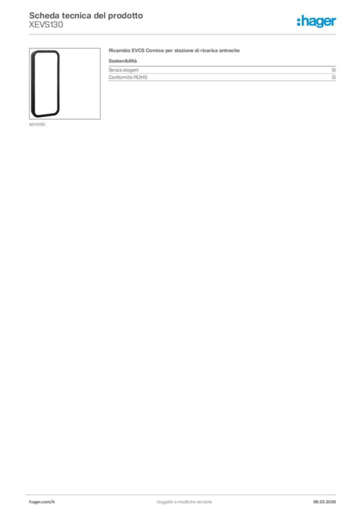 Immagine Hager Scheda tecnica del prodotto XEVS130 | Hager Italia