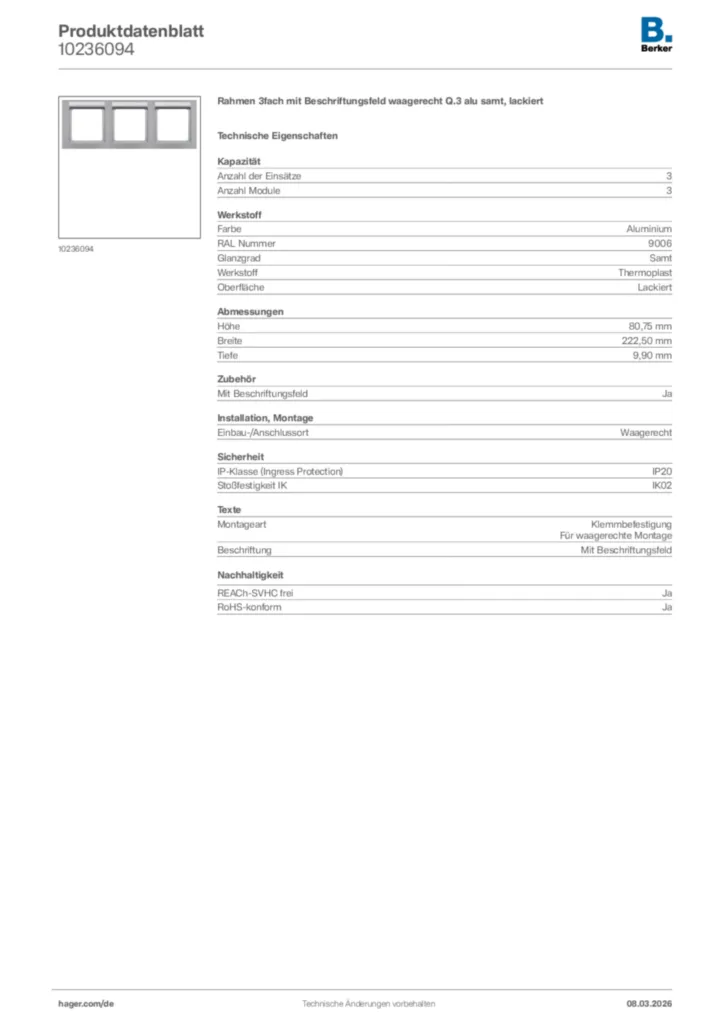 Bild Berker Produktdatenblatt 10236094 | Hager Deutschland