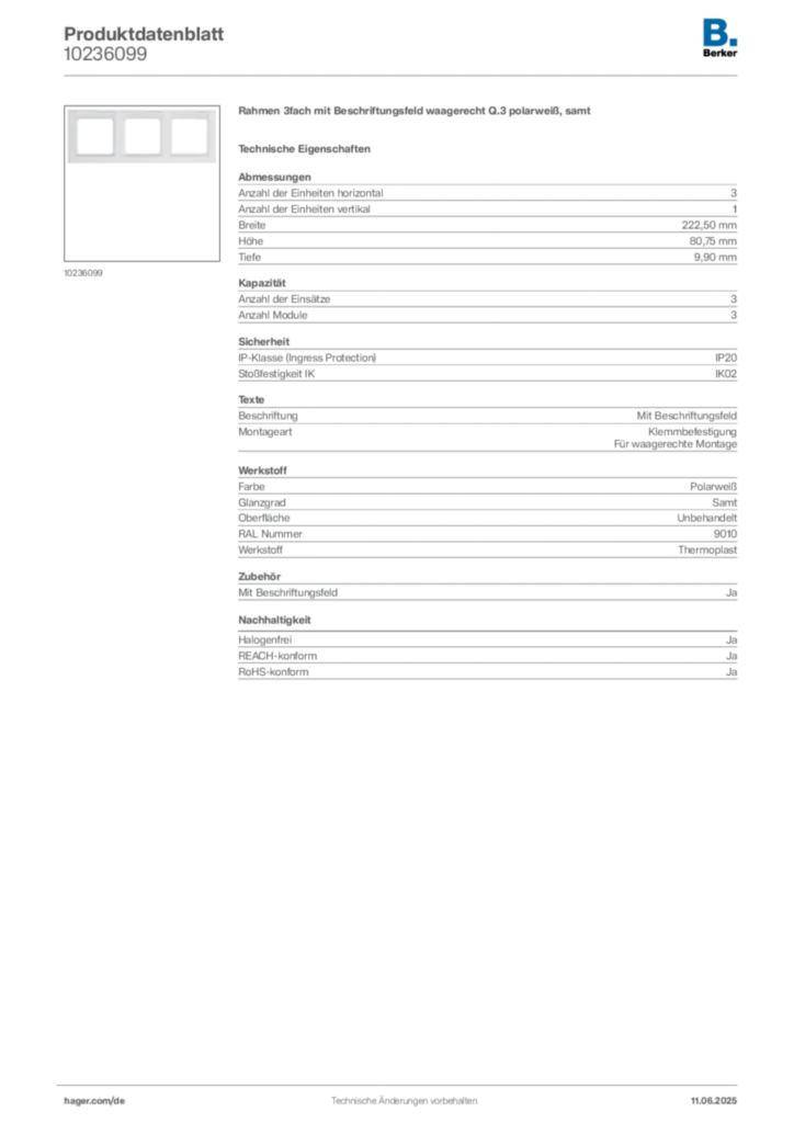 Bild Berker Produktdatenblatt 10236099 | Hager Deutschland