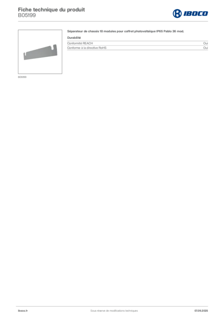 Image Iboco Fiche technique du produit B05199 | Hager France