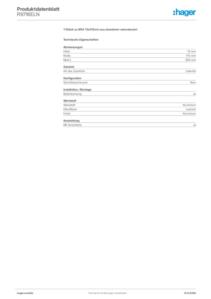 Bild Hager Produktdatenblatt R9716ELN | Hager Deutschland