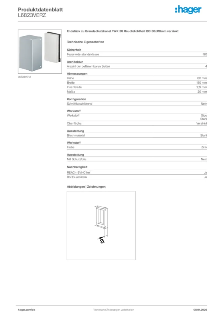 Bild Hager Produktdatenblatt L6823VERZ | Hager Deutschland