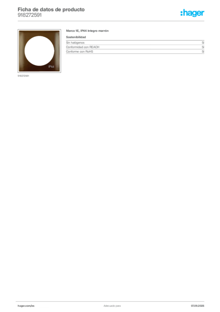 Imagen Hager Ficha de datos de producto 918272591 | Hager España