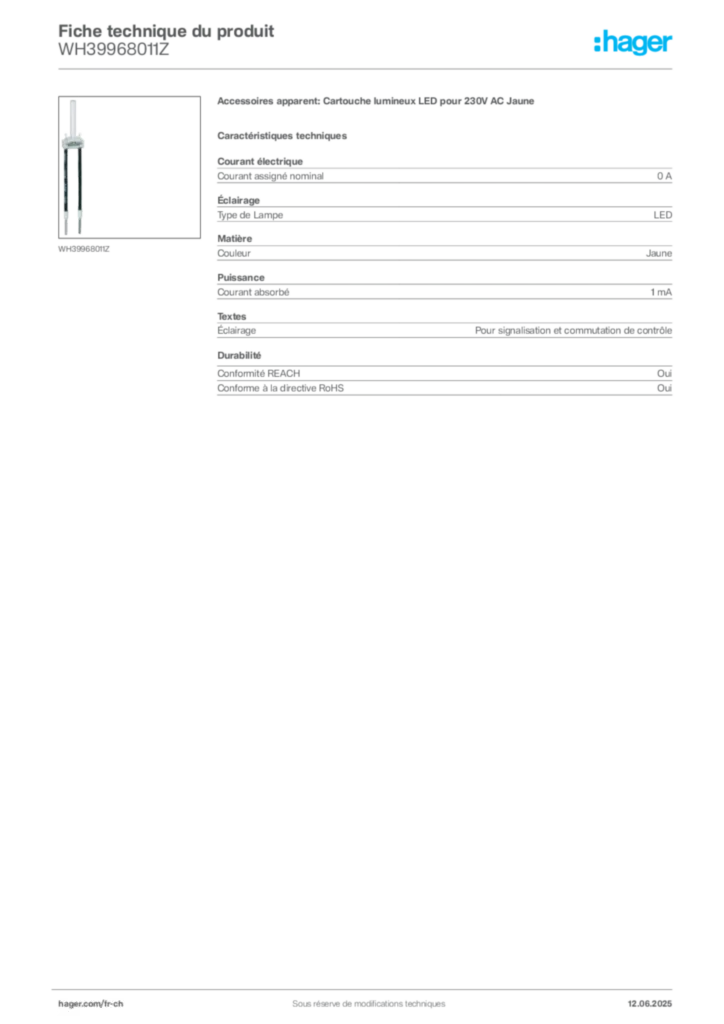 Image Hager Fiche technique du produit WH39968011Z | Hager Suisse