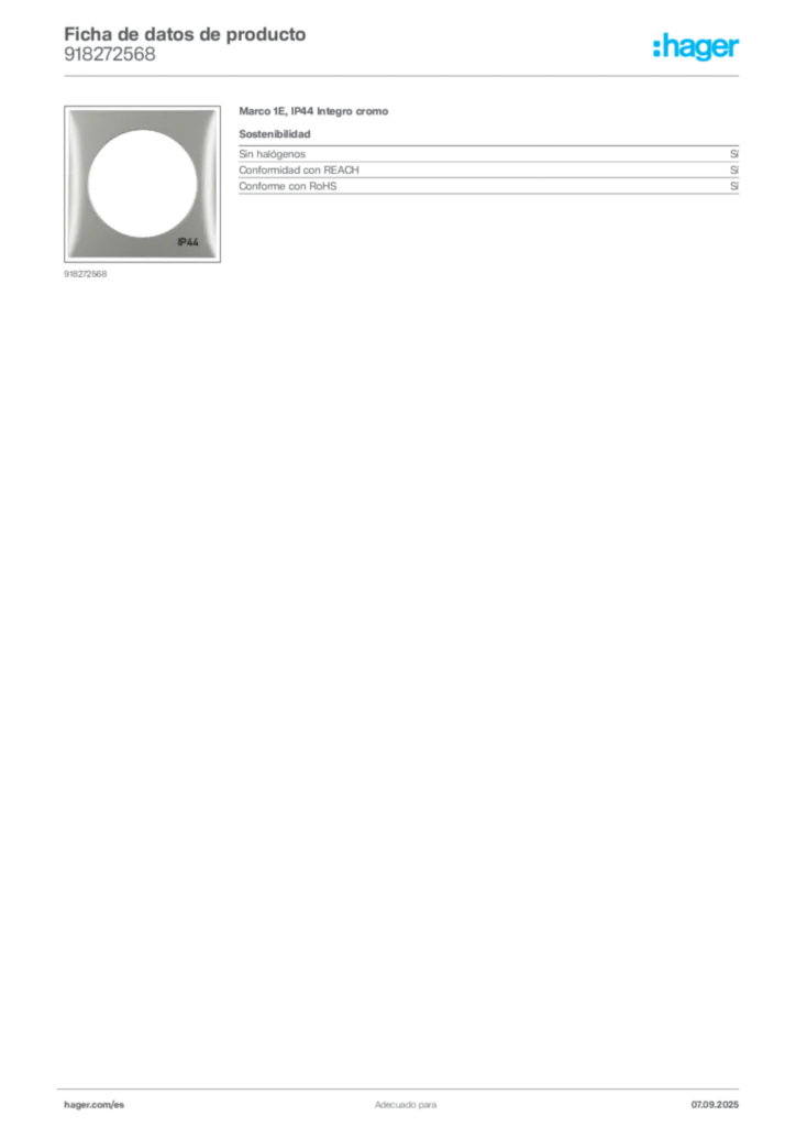 Imagen Hager Ficha de datos de producto 918272568 | Hager España
