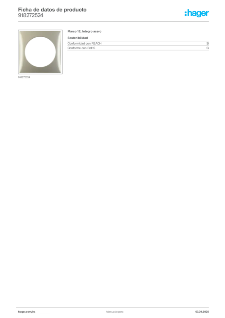Imagen Hager Ficha de datos de producto 918272524 | Hager España