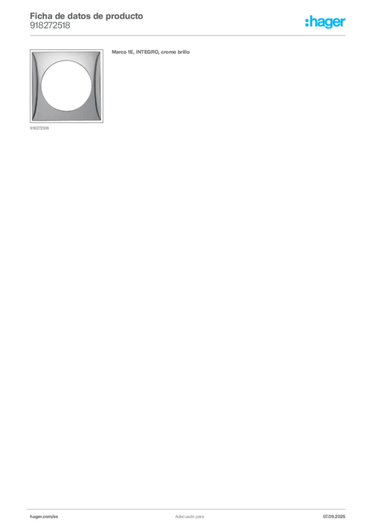 Imagen Hager Ficha de datos de producto 918272518 | Hager España