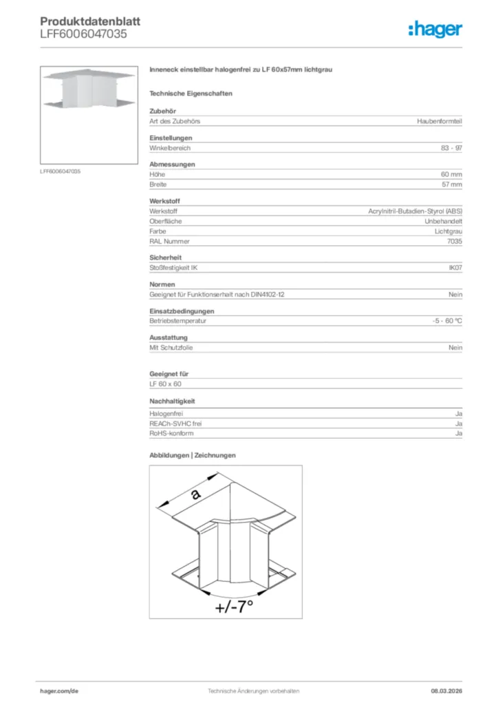 Bild Hager Produktdatenblatt LFF6006047035 | Hager Deutschland