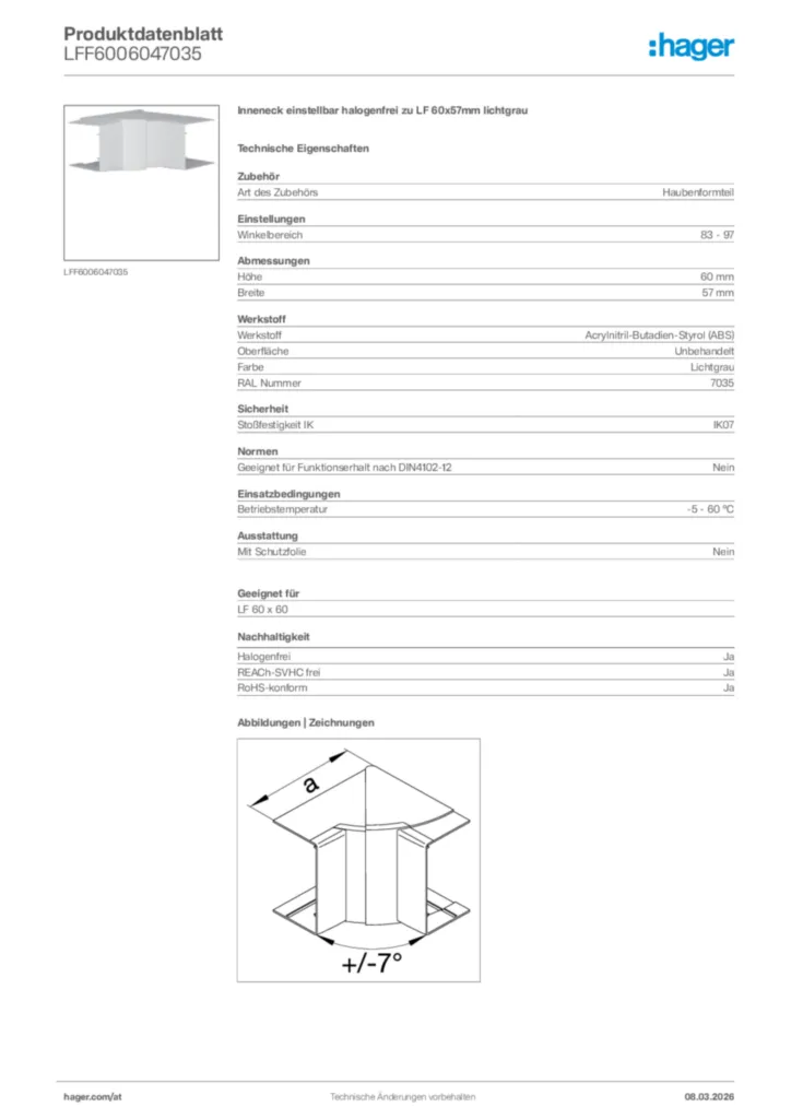 Bild Hager Produktdatenblatt LFF6006047035 | Hager Deutschland