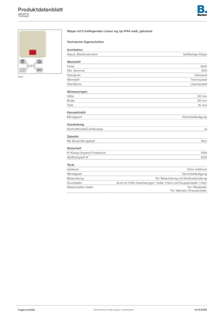 Berker Produktdatenblatt 1553