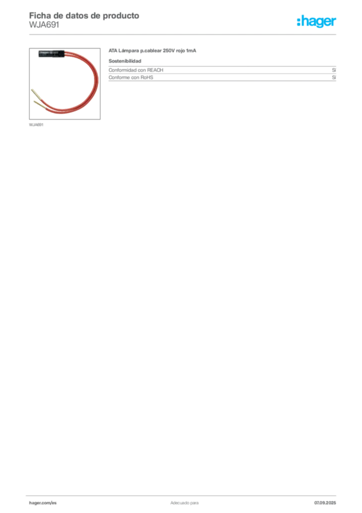 Imagen Hager Ficha de datos de producto WJA691 | Hager España