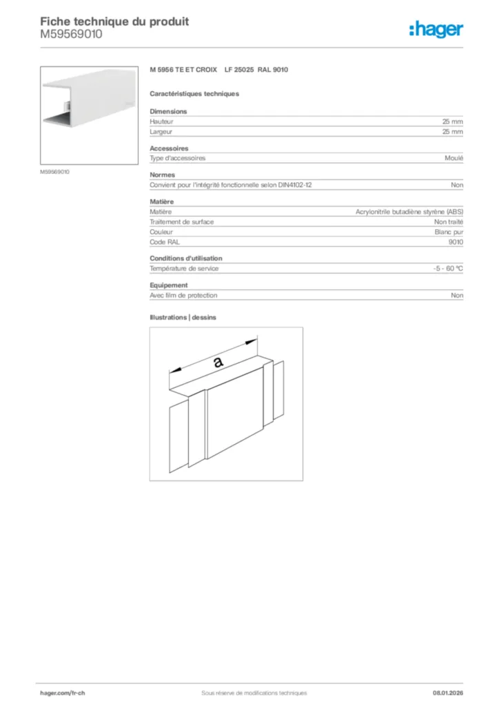 Image Hager Fiche technique du produit M59569010 | Hager Suisse